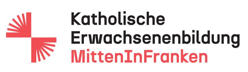 Das Logo der katholischen Erwachsenenbildung MittenInFranken mit Schriftzug